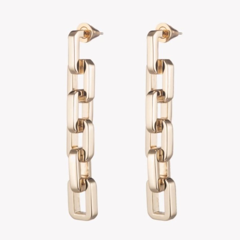 BRAND NEW EDDIE BORGO SUPRA LINK DROP EARRINGS IN GOLD